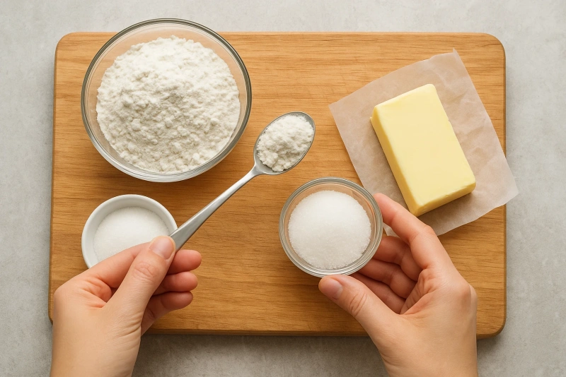 manos midiendo harina para cocinar sin báscula ni tazas